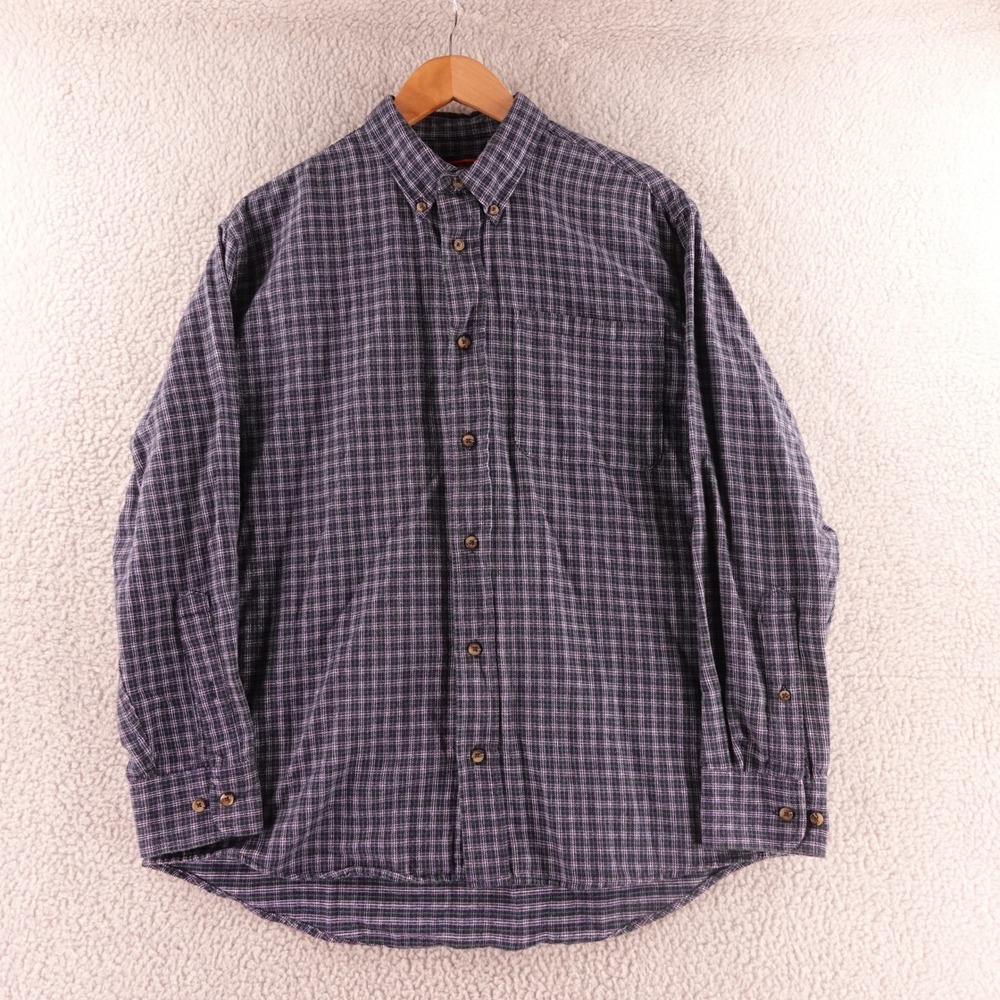 FiveBrother Mens Plaid Button Down Flannel Shirt Blue Green Long Sleeve‎ XL